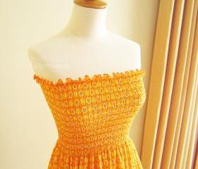 Orange Jersey Smocked Dress