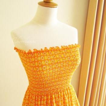 Orange Jersey Smocked Dress